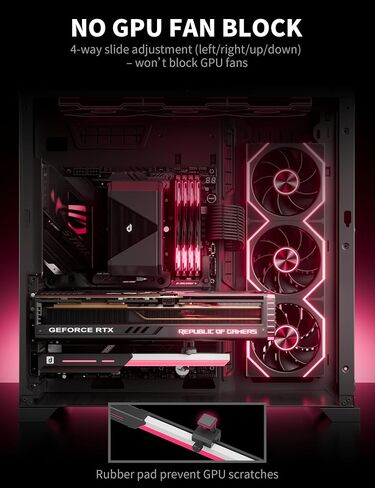 بطاقة رسومات upHere 5V 3PIN قابلة للتحكم RGB GPU تدعم حامل بطاقة الفيديو، شريط ARGB مدمج 5V، دعم الطول والارتفاع قابل للتعديل، GL7KC in Saudi Arabia