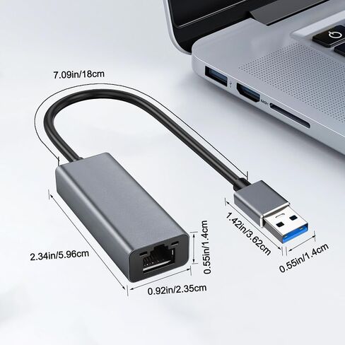 محول USB إلى إيثرنت، محور شبكة محمول 1 جيجابت، 10/100/1000 ميجابت في الثانية، محول إنترنت USB 3.0 إلى RJ45 متوافق مع أجهزة الكمبيوتر المحمول، MacBook، Surface، الكمبيوتر الشخصي الذي يعمل بنظام Windows، XP، Mac/Linux in Kuwait