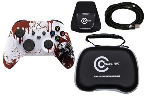 حزمة وحدة تحكم Custom Controllerzz - تتضمن وحدة تحكم لاسلكية مخصصة لأجهزة Xbox Series X/S وXbox One والكمبيوتر الشخصي وكابل USB-C المضفر وحامل وحدة التحكم وحقيبة حماية عالمية in Kuwait