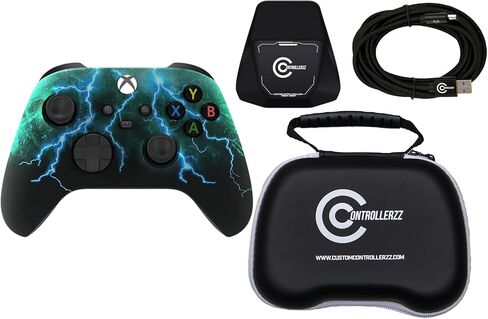 حزمة وحدة تحكم Custom Controllerzz - تتضمن وحدة تحكم لاسلكية مخصصة لأجهزة Xbox Series X/S وXbox One والكمبيوتر الشخصي وكابل USB-C المضفر وحامل وحدة التحكم وحقيبة حماية عالمية in Saudi Arabia