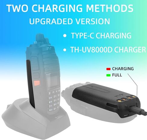 بطارية th-uv8000d، سعة تكبير مطورة 3800 مللي أمبير في الساعة USB C شحن ليثيوم أيون 7.4 فولت بطارية راديو بديلة LB-75L لراديو اتجاهين TH-UV8000D/8000E (عبوة واحدة) in Kuwait