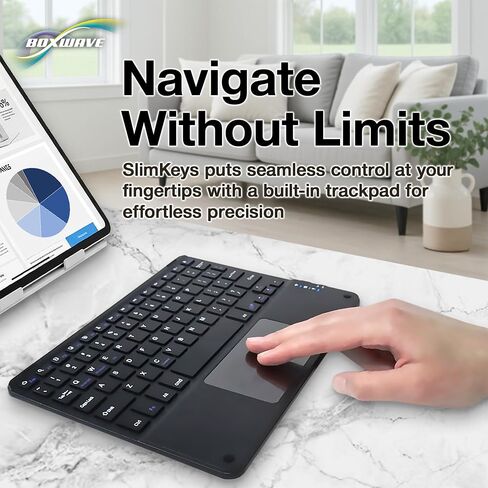 لوحة مفاتيح BoxWave متوافقة مع جهاز Veidoo Tablet (13 بوصة) - لوحة مفاتيح بلوتوث SlimKeys مع لوحة تتبع، لوحة لمس نحيفة محمولة - أسود غامق in Kuwait