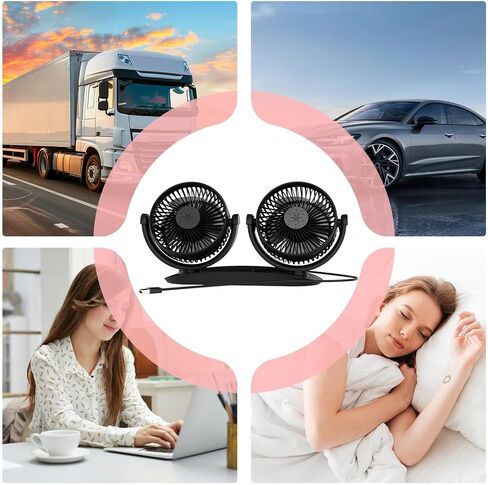 Car Cooling Fan | Head USB Table Fan - 360° Rotation, Strong Wind, Quiet Cooling, Dashboard Accessories for Home School Workplace Travel in Saudi Arabia