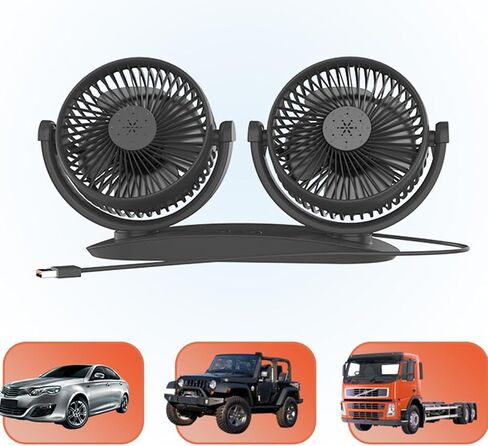 Car Cooling Fan | Head USB Table Fan - 360° Rotation, Strong Wind, Quiet Cooling, Dashboard Accessories for Home School Workplace Travel in Saudi Arabia