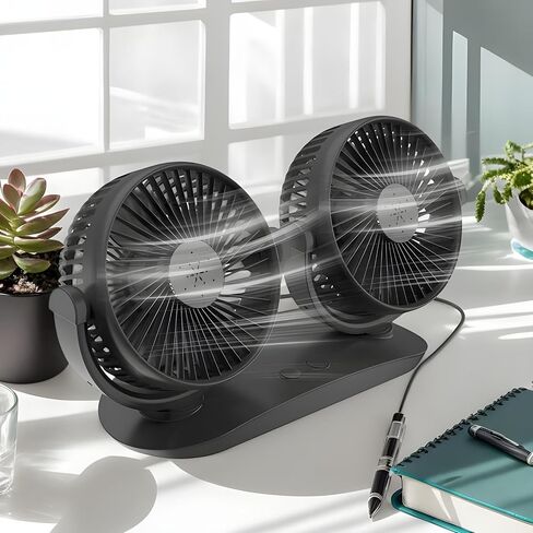 Car Cooling Fan | Head USB Table Fan - 360° Rotation, Strong Wind, Quiet Cooling, Dashboard Accessories for Home School Workplace Travel in Saudi Arabia