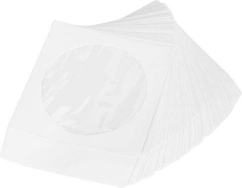 Keenso CD Sleeves 100 Pack Clear Window Thick Reusable Envelopes for 4.7in DVD Discs, Storage for Home Office Organization in Saudi Arabia