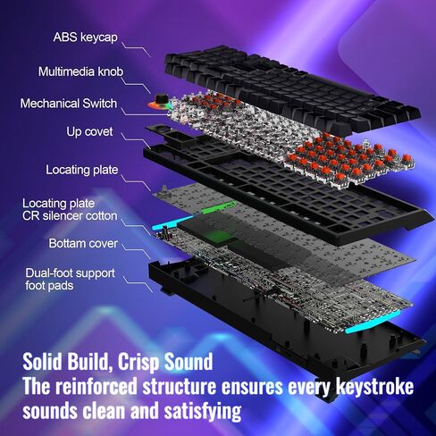 Mechanical Gaming Keyboard with Red Switches: 98 Keys PC Gaming Keyboard with Backlit，Multi-Function Volume & Lighting Knob,Anti-Ghosting Wired USB keybaord for Elite PC/Mac Gamers in Saudi Arabia