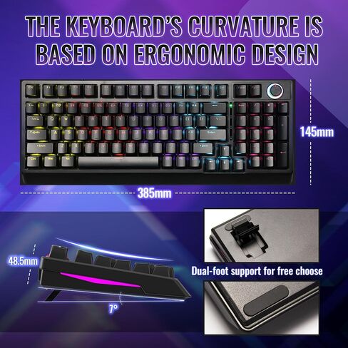 Mechanical Gaming Keyboard with Red Switches: 98 Keys PC Gaming Keyboard with Backlit，Multi-Function Volume & Lighting Knob,Anti-Ghosting Wired USB keybaord for Elite PC/Mac Gamers in Saudi Arabia