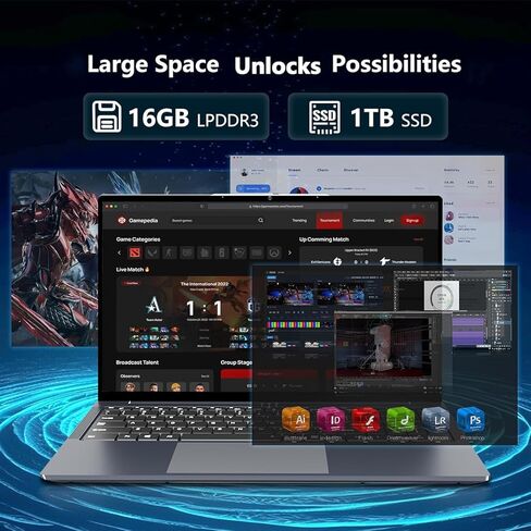 16 Inch Ultra large memory Gaming Laptop,16GB RAM 1TB SSD, i5 up to 3.60GHZ Laptops 1920 x 1200 HD Display, WiFi5, Webcam, BT5.0, Mini HDMI, RJ45, Backlit Keyboard Laptops Computers,gaming computer in Kuwait