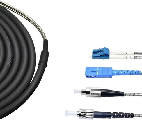 200m 2/4 cores outdoor patch cable 7mm 2C 4C CPRI LC SC FC A SM DVI waterproof FTTH jumper fiberglass armoured cable 2 core(Size:Scgreen-scgreen,Color:2C SM out connecter) in Saudi Arabia