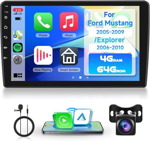 4G+64G Android Car Stereo for Ford Explorer 2006-2010/Mustang 2005-2009 with Wireless Carplay Android Auto, Rimoody 9'' Touchscreen Car Radio with GPS Bluetooth 5G-WiFi FM/RDS 32EQ Backup Camera SWC in Saudi Arabia