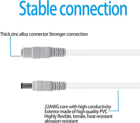 9.8ft 5.5mmx2.1mm DC Power Extension Cable Male to Female Compatible with 12V 3A for CCTV Surveillance Cameras, LED Strips, Routers, Monitors Black 2pcs in Saudi Arabia