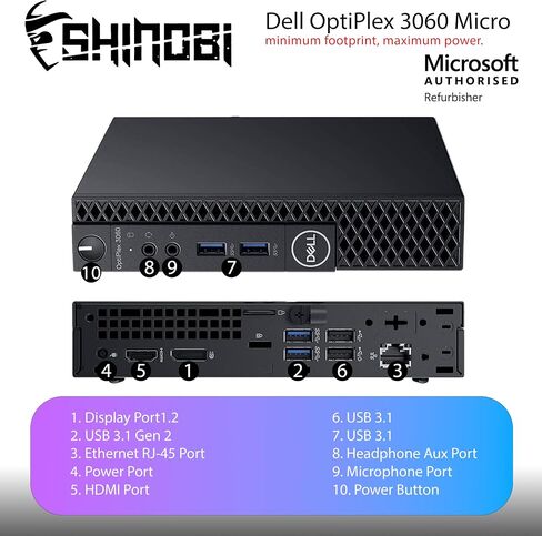 كمبيوتر Dell OptiPlex 3060 الصغير | انتل كور i3-8100T | 32 جيجا رام | 1 تيرابايت NVME | ويندوز 11 برو | واي فاي + بي تي | كمبيوتر مكتبي صغير (متجدد) (ذاكرة وصول عشوائي سعة 32 جيجابايت + ذاكرة NVMe سعة 1 تيرابايت) in Saudi Arabia