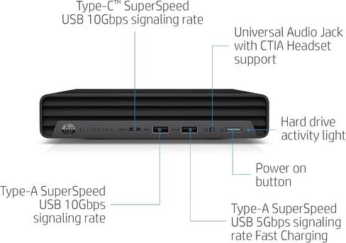 HP EliteDesk 800 G6 Mini PC Desktop Win 11 Pro، Intel Gen 10th Core i5-10500T، ذاكرة الوصول العشوائي 16 جيجابايت، 512 جيجابايت SSD، دعم 4K، Displayport، RJ-45، Wi-Fi، BT، كمبيوتر صغير (متجدد) in Saudi Arabia