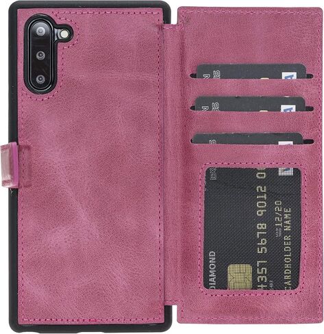 حافظة هاتف جلدية Venito Verona متوافقة مع هاتف Samsung Galaxy Note 10 (6.3 بوصة) - غطاء خلفي قلاب قابل للغلق بتقنية RFID - وردي فاتح in Kuwait