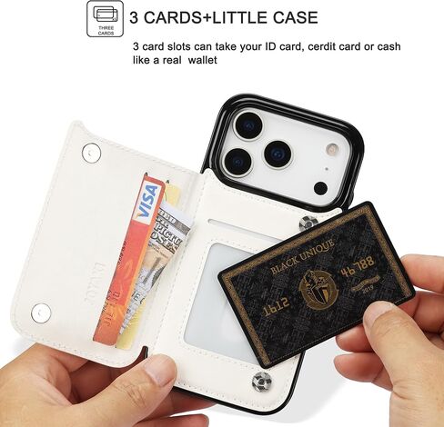 for iPhone 17 Pro Wallet Case with Screen Protector, Slim PU Leather Protective Case with Card Holder[RFID Blocking] Kickstand Cover 6.3“-White in Saudi Arabia