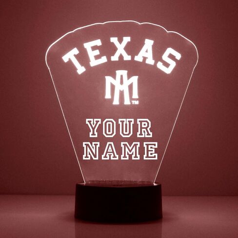 Custom Texas A&M University Aggies Logo LED Sign Night Light Lamp with Remote and Personalized Name or Image, Officially Licensed from The CLC by Mirror Magic Gifts, Made in The USA in Saudi Arabia