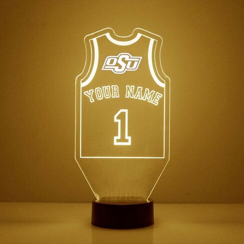Custom Boise State University (BSU) Broncos Basketball Jersey LED Sign Night Light Lamp with Remote, Personalized Name, Text, Officially Licensed from The CLC by Mirror Magic Gifts, Made in The USA in Saudi Arabia