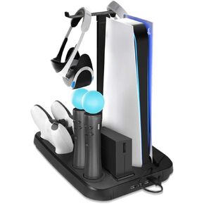Charging Station for PS5 VR, PS VR Charging Display Stand - Showcase, Cool, Charge, and Display your PS5 VR - Playstation 5 Vertical Stand, Fan, Controller Charger and Hub in Saudi Arabia