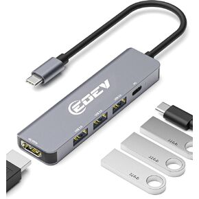 محول USB C Hub متعدد المنافذ 5 في 1 USB A 3.0 منافذ بيانات 5 جيجابت في الثانية، 2X USB A 2.0 مع شحن PD 100 واط، محول من النوع C إلى HDMI منافذ بيانات 4K@30 هرتز للكمبيوتر الشخصي وسطح المكتب وMac Book Air pro Dell والمزيد (فضي) in Kuwait