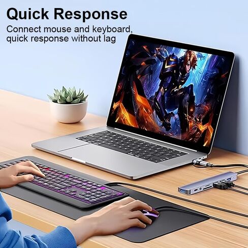 USB A/C Hub, 8-in-1 Multi-Port Adapter for Laptops, SD/TF Card, 3 USBA 2.0 & 1 USBA 3.0 & 1 USBC Data Ports, 3.5 Audio, 5.3 inch Cable, USB Hub for Game Consoles Phones Tablets in Saudi Arabia