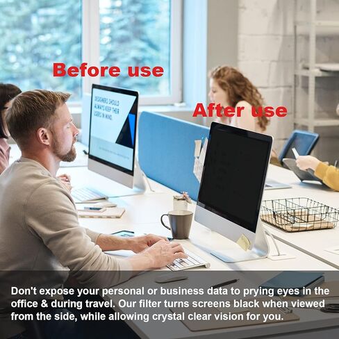 فلتر شاشة للخصوصية مقاس 24 بوصة - طبقة مضادة للوهج لشاشة الكمبيوتر، مضادة للخدش، تحجب 90% من الضوء الأزرق - لمسة نهائية لامعة غير لامعة، 24 بوصة (16:9) in Kuwait