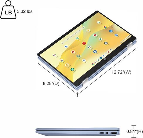 HP Chromebook x360 Home and Student 2 في 1 كمبيوتر محمول 14 بوصة FHD IPS Touch معالج Intel رباعي النواة N100 4 جيجابايت ذاكرة الوصول العشوائي 64 جيجابايت تخزين Type-C كاميرا FHD Wi-Fi6 عمر بطارية طويل ICP Hub in Kuwait