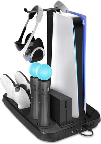 Charging Station for PS5 VR, PS VR Charging Display Stand - Showcase, Cool, Charge, and Display your PS5 VR - Playstation 5 Vertical Stand, Fan, Controller Charger and Hub in Saudi Arabia
