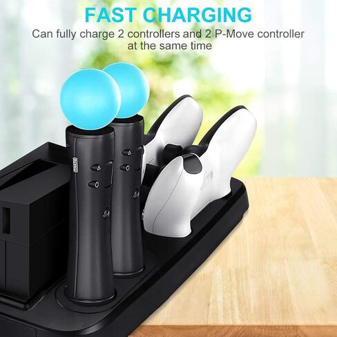 Charging Station for PS5 VR, PS VR Charging Display Stand - Showcase, Cool, Charge, and Display your PS5 VR - Playstation 5 Vertical Stand, Fan, Controller Charger and Hub in Saudi Arabia