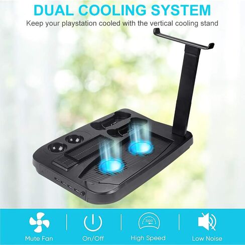 Charging Station for PS5 VR, PS VR Charging Display Stand - Showcase, Cool, Charge, and Display your PS5 VR - Playstation 5 Vertical Stand, Fan, Controller Charger and Hub in Saudi Arabia