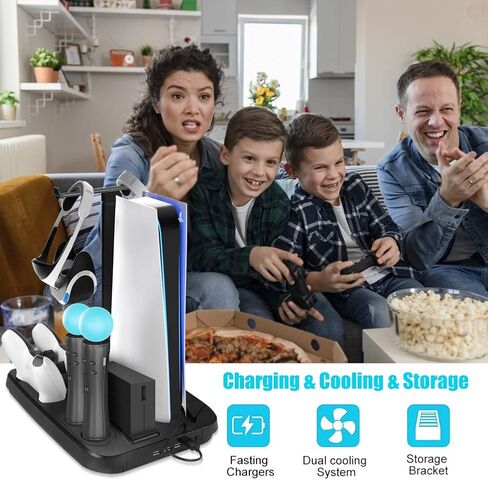 Charging Station for PS5 VR, PS VR Charging Display Stand - Showcase, Cool, Charge, and Display your PS5 VR - Playstation 5 Vertical Stand, Fan, Controller Charger and Hub in Saudi Arabia