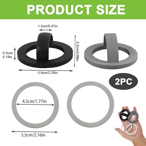 2PCS Magnetic Silicone Phone Grip Holder, Loop Stand and Finger Strap, Compatible with MagSafe for iPhone 16/15/14/13/12 Series, Easy Install and Remove(Black + White) in Saudi Arabia