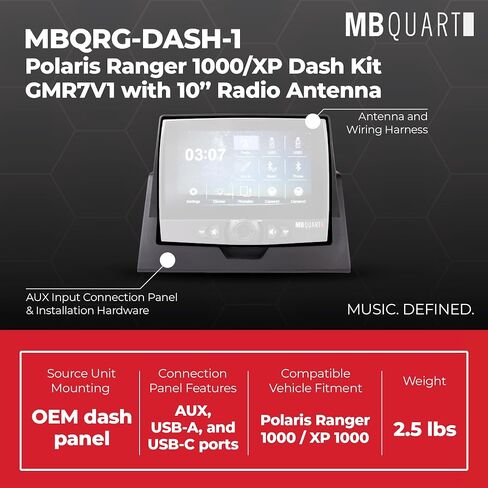 MB Quart Polaris Ranger 1000/XP Dash Kit GMR7V1 - سهلة التركيب، لوحة عالية التأثير، وحزام الأسلاك، وتتضمن هوائي راديو 10 بوصة in Saudi Arabia