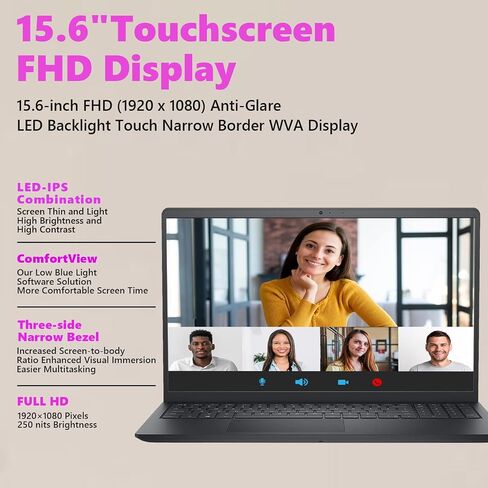 كمبيوتر محمول Dell 2025 بشاشة لمس FHD مقاس 15.6 بوصة - معالج Intel 10-Core i7-1355U من الجيل الثالث عشر، وذاكرة وصول عشوائي 32 جيجابايت، و1 تيرابايت SSD، ولوحة مفاتيح رقمية، وHDMI، وWi-Fi 6، وWin11 Pro للأعمال والطلاب in Kuwait