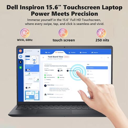 كمبيوتر محمول Dell 2025 بشاشة لمس FHD مقاس 15.6 بوصة - معالج Intel 10-Core i7-1355U من الجيل الثالث عشر، وذاكرة وصول عشوائي 32 جيجابايت، و1 تيرابايت SSD، ولوحة مفاتيح رقمية، وHDMI، وWi-Fi 6، وWin11 Pro للأعمال والطلاب in Kuwait