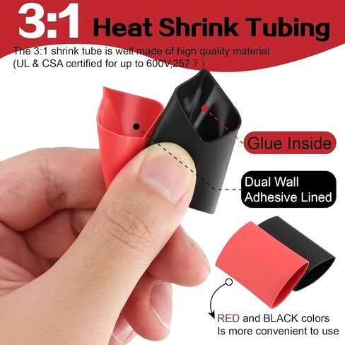 20 PCS AWG 8 Gauge 5/16 3/8 Battery Cable Lugs Copper Wire Connector Ring Terminal M8 M10 Heavy Duty Tinned Crimp Eyelets with 20 PCS 3:1 Heat Shrink Tubing in Double-Opening Plastic Bottle in Saudi Arabia