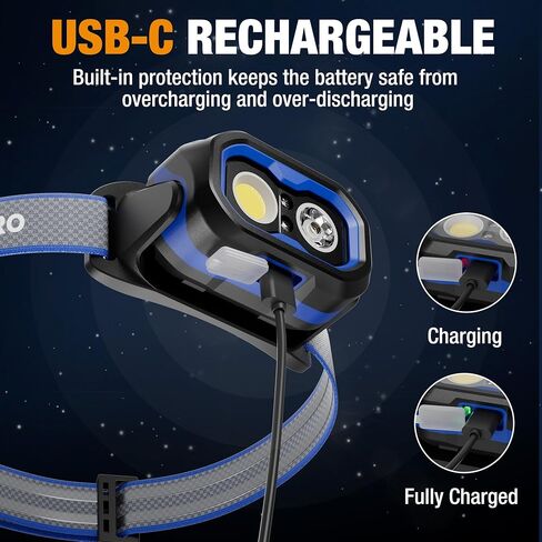 WORKPRO 1200LM Rechargeable Headlamp, Super Bright Head Lamp with White Red Light, Motion Sensor, Memory Function, Shockproof & IPX6 Waterproof Headlight with Dimmable for Camping, Hunting, Repair in Saudi Arabia
