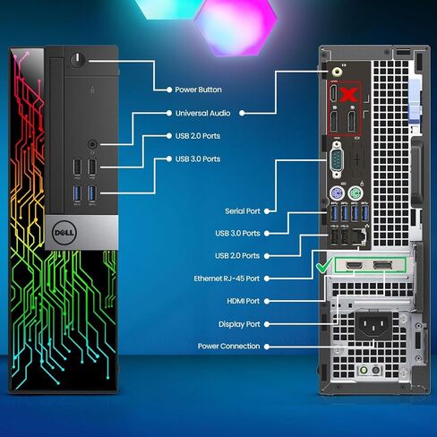 Dell RGB Gaming Desktop Computer PC - Intel Core i7-6th Gen - 16GB DDR4 RAM - 512GB SSD - New 24" Monitor - GeForce GTX 1050 Ti - RGB Keyboard & Mouse - RGB Sound Bar - WiFi - Windows 11 Pro (Renewed) in Saudi Arabia
