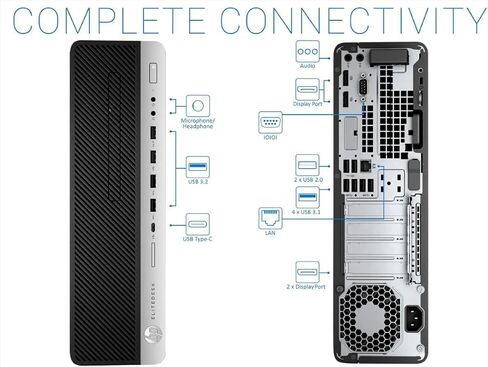 كمبيوتر سطح المكتب HP EliteDesk 800 G5 SFF الجديد • Intel Core i5 • ذاكرة الوصول العشوائي DDR4 سعة 32 جيجابايت • SSD سعة 1 تيرابايت • WiFi • لوحة المفاتيح والماوس • DisplayPort • Windows 11 in Kuwait