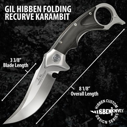 جيل هيبن قابل للطي منحني Karambit | شفرة من الفولاذ المقاوم للصدأ 3 3/8 بوصة 7Cr17 | فتحة محمل كروي | غطاء شفرة حاصل على براءة اختراع للاستخدام الآمن بطول كامل | مقبض G10 أسود مريح | مشبك جيب | إجمالي 8 1/8 بوصة in Kuwait