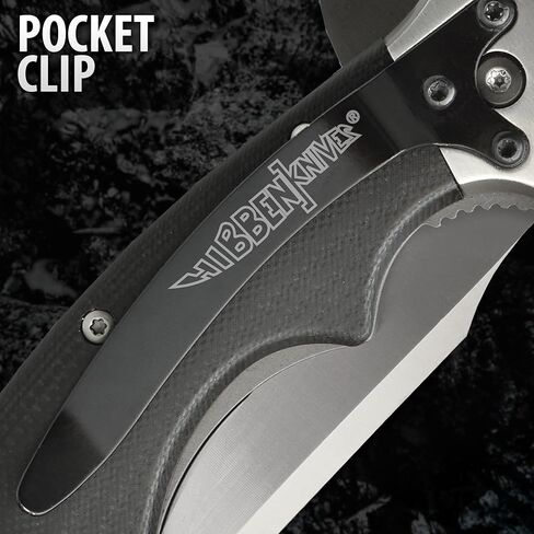 جيل هيبن قابل للطي منحني Karambit | شفرة من الفولاذ المقاوم للصدأ 3 3/8 بوصة 7Cr17 | فتحة محمل كروي | غطاء شفرة حاصل على براءة اختراع للاستخدام الآمن بطول كامل | مقبض G10 أسود مريح | مشبك جيب | إجمالي 8 1/8 بوصة in Kuwait