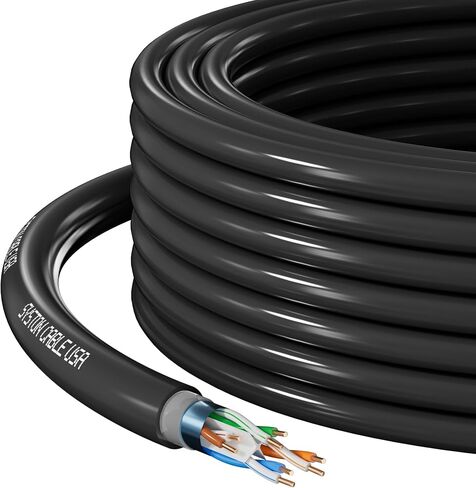 مجموعة كابل شبكة إيثرنت Cat 6A+ Ethernet من Syston Direct Burial، 700 ميجاهرتز F/UTP 23 AWG مصنع خارجي من النحاس النقي العاري (OSP) - سترة مزدوجة الطبقة مقاومة للماء للاستخدام في الأماكن الخارجية الرطبة in Kuwait