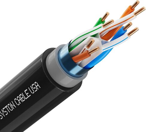 مجموعة كابل شبكة إيثرنت Cat 6A+ Ethernet من Syston Direct Burial، 700 ميجاهرتز F/UTP 23 AWG مصنع خارجي من النحاس النقي العاري (OSP) - سترة مزدوجة الطبقة مقاومة للماء للاستخدام في الأماكن الخارجية الرطبة in Kuwait