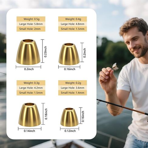 40 Pack Brass Cone Heads for Fly Tying – Copper & Brass Beads for Streamers & Nymphs, Fast Sinking, 4 Sizes for Fishing Patterns in Saudi Arabia