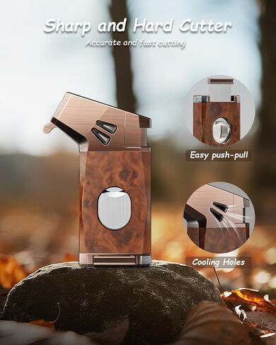 5-in-1 Torch Lighter with Straight Cutter, Punch, Holder, Draw Enhancer Tool, Windproof Jet Flame Lighter, Butane Refillable Torch Lighters, Butane Lighter Gifts for Men, Multifunctional Accessories in Saudi Arabia