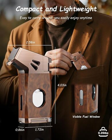 5-in-1 Torch Lighter with Straight Cutter, Punch, Holder, Draw Enhancer Tool, Windproof Jet Flame Lighter, Butane Refillable Torch Lighters, Butane Lighter Gifts for Men, Multifunctional Accessories in Saudi Arabia