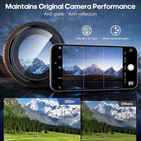 واقي عدسة الكاميرا Xfilm لهاتف iPhone 17 Pro / 17 Pro Max Bling، حلقة فتحة معدنية فردية مع صلابة 9H، واقي شاشة كاميرا مقاوم للخدش، ملحقات أنيقة، مناسب للحافظة (برتقالي) in Kuwait