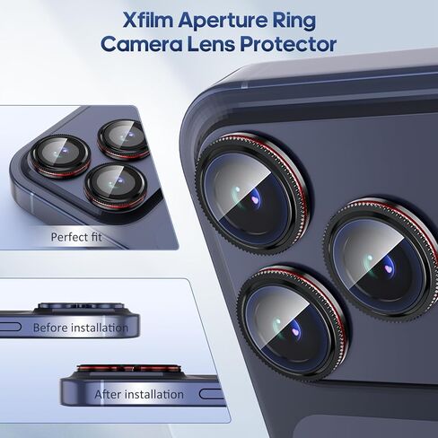 واقي عدسة الكاميرا Xfilm لهاتف iPhone 17 Pro / 17 Pro Max Bling، حلقة فتحة معدنية فردية مع صلابة 9H، واقي شاشة كاميرا مقاوم للخدش، ملحقات أنيقة، مناسب للحافظة (برتقالي) in Kuwait