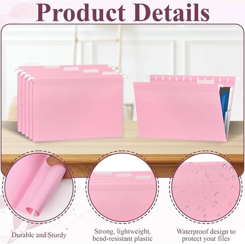 20 Pack Letter Size Clear Hanging File Folders Hanging Document Folder Plastic Transparent Hanging File Folder for File Cabinets Document Filing in Kuwait
