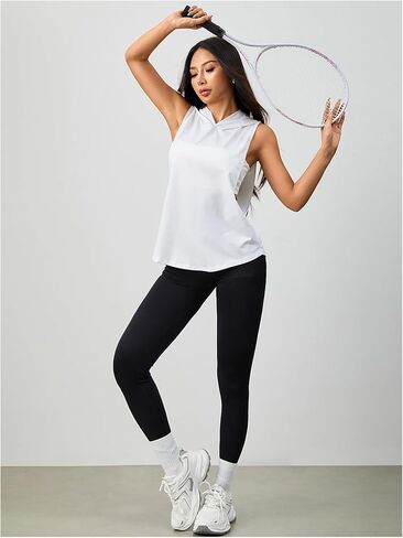 SweatyRocks Women's Low Cut Workout Hooded Tank Top Letter Graphic Sleeveless Hoodie Athletic Tanks Tops in Saudi Arabia